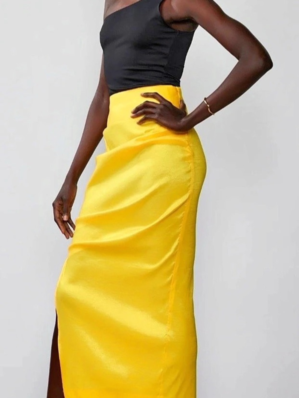 Women's Yellow Midi Skirt